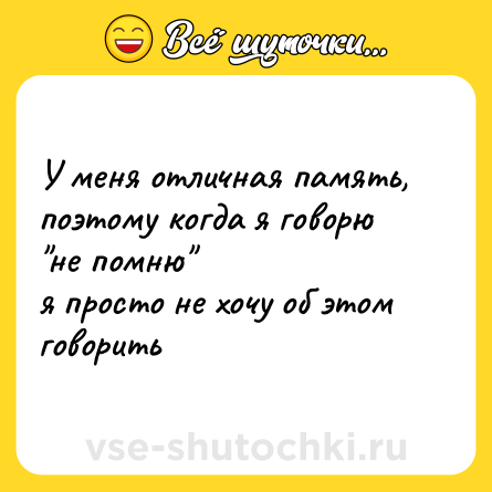 Шутка: У меня отличная память, поэтому когда я говорю 
