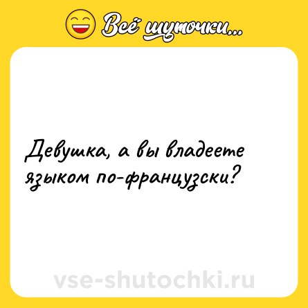 Шутка: Девушка, а вы владеете языком по-французски?