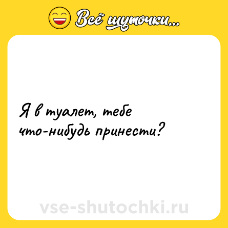 Шутка: Я в туалет, тебе что-нибудь принести?