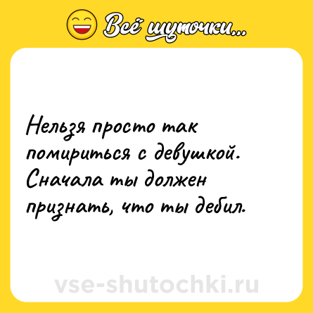 Шутка: Нельзя просто так помириться c девушкой. Сначала ты должен признать, что ты дебил.