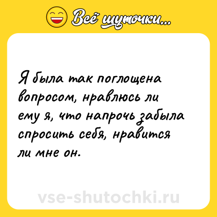 Шутка: Я была так поглощена вопросом, нравлюсь ли ему я, что напрочь забыла спросить себя, нравится ли мне он.