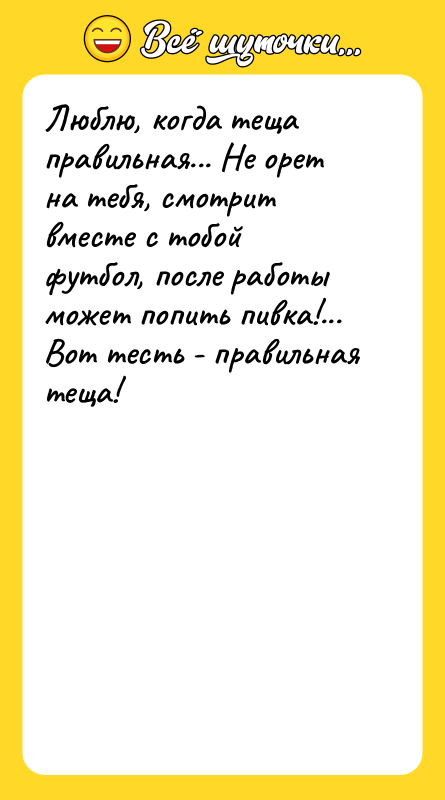 Люблю, когда теща правильная... Не орет на тебя, смотрит вместе