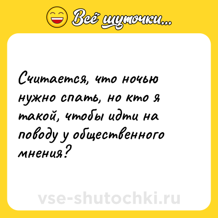 Шутка: Считается, что ночью нужно спать, но кто я такой, чтобы идти на поводу у общественного мнения?