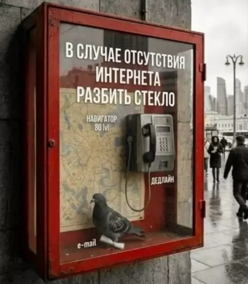 Интернет упал? Спокойно, у нас есть план! 🛠️ - В СЛУЧАЕ ОТСУТСТВИЯ ИНТЕРНЕТА РАЗБИТЬ СТЕКЛО. НАВИГАТОР 80 lvl. ДЕДЛАЙН.