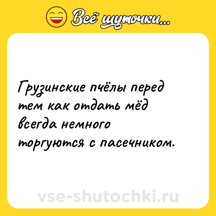 Шутка: Грузинские пчёлы перед тем как отдать мёд всегда немного торгуются с пасечником.