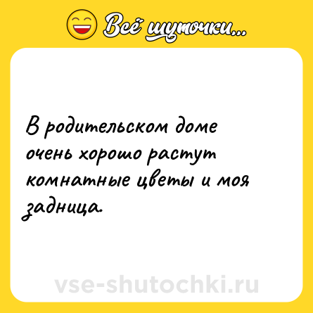 Шутка: В родительском доме очень хорошо растут комнатные цветы и моя задница.