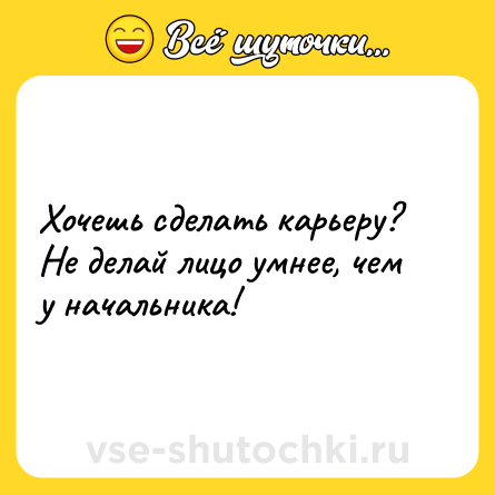Шутка: Хочешь сделать карьеру? Не делай лицо умнее, чем у начальника!