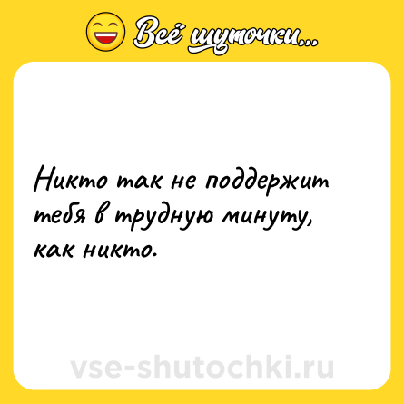 Шутка: Никто так не поддержит тебя в трудную минуту, как никто.