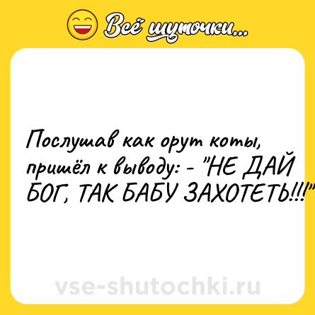 Шутка: Послушав как орут коты, пришёл к выводу: - 
