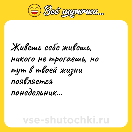 Шутка: Живешь себе живешь, никого не трогаешь, но тут в твоей жизни появляется понедельник…