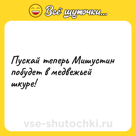 Шутка: Пускай теперь Мишустин побудет в медвежьей шкуре!