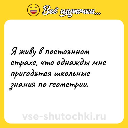 Шутка: Я живу в постоянном страхе, что однажды мне пригодятся школьные знания по геометрии.