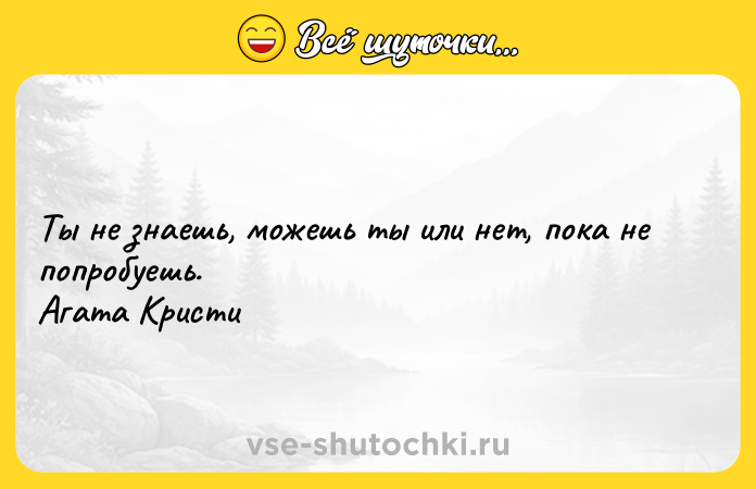 Цитата: Ты не знаешь, можешь ты или нет, пока не попробуешь. Агата Кристи