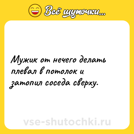 Шутка: Мужик от нечего делать плевал в потолок и затопил соседа сверху.