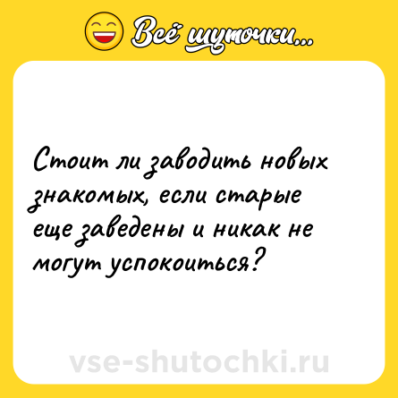 Шутка: Стоит ли заводить новых знакомых, если старые еще заведены и никак не могут успокоиться?