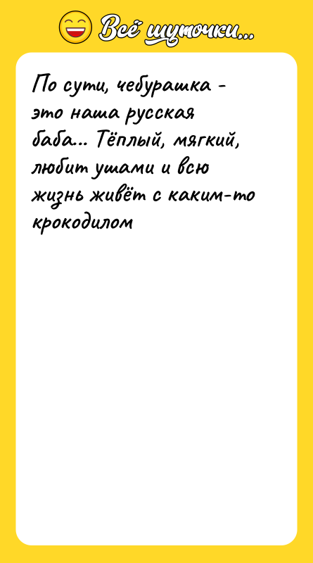 По сути, чебурашка - это наша русская баба... Тёплый, мягкий,