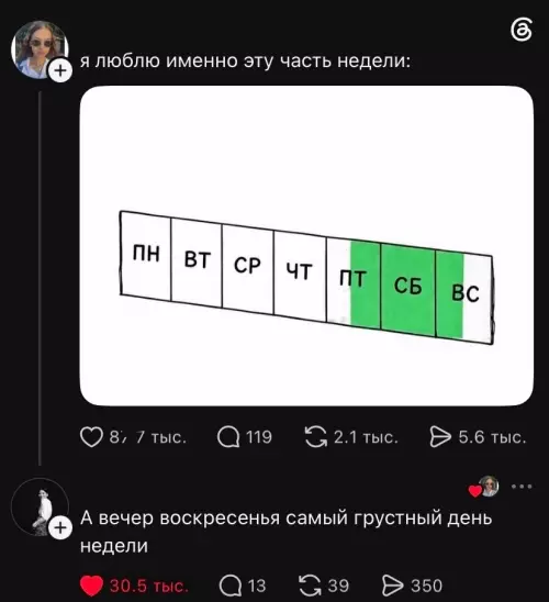 Тот самый момент недели! 😂✨ - я люблю именно эту часть недели: ПН ВТ СР ЧТ