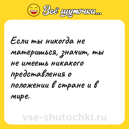 Шутка: Если ты никогда не материшься, значит, ты не имеешь никакого представления о положении в стране и в мире.