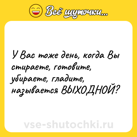 Шутка: У Вас тоже день, когда Вы стираете, готовите,<br>убираете, гладите, называется ВЫХОДНОЙ?