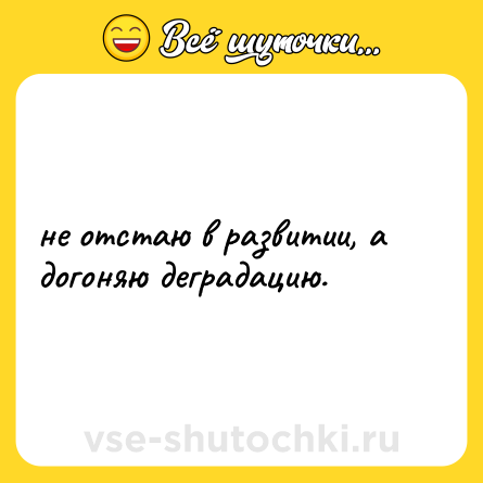 Шутка: не отстаю в развитии, а догоняю деградацию.