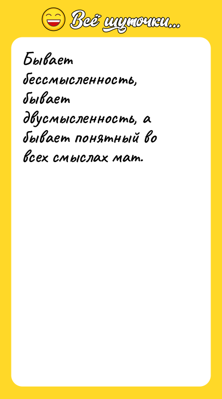 Бывает бессмысленность, бывает двусмысленность, а бывает понятный во всех смыслах