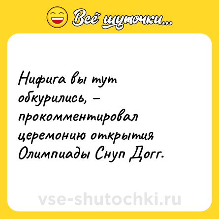 Шутка: Нифига вы тут обкурились, – прокомментировал церемонию открытия Олимпиады Снуп Догг.