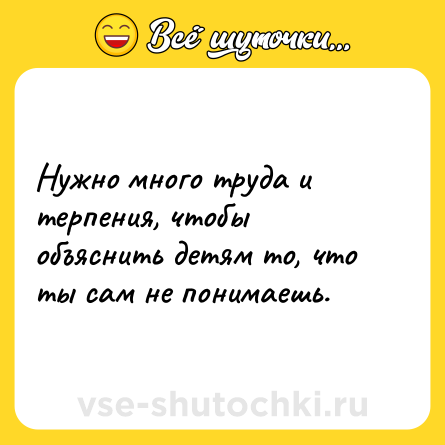 Шутка: Нужно много труда и терпения, чтобы объяснить детям то, что ты сам не понимаешь.