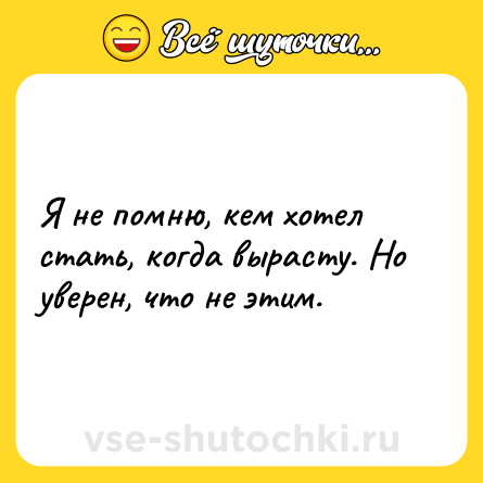 Шутка: Я не помню, кем хотел стать, когда вырасту. Но уверен, что не этим.