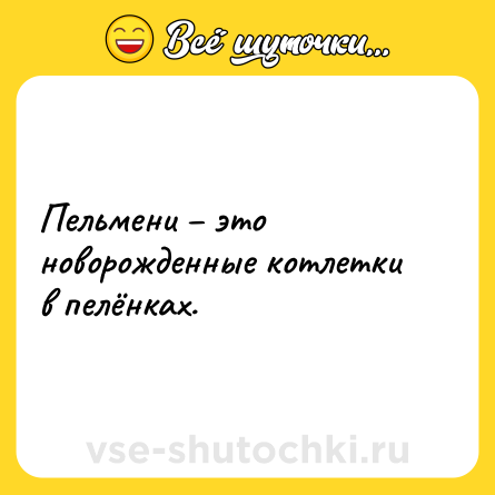 Шутка: Пельмени – это новорожденные котлетки в пелёнках.