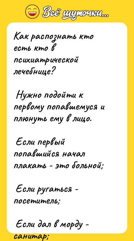 Как распознать кто есть кто в психиатрической лечебнице?  