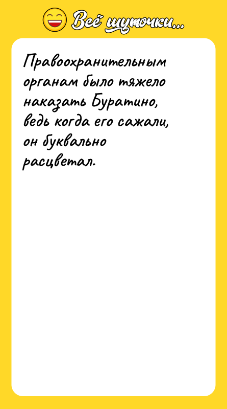 Правоохранительным органам было тяжело наказать Буратино, ведь когда его сажали,