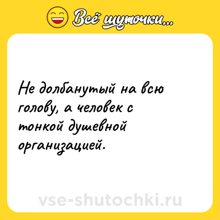 Шутка: Не долбанутый на всю голову, а человек с тонкой душевной организацией.