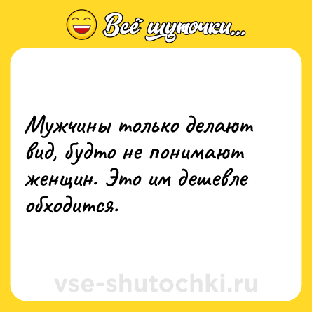 Шутка: Мужчины только делают вид, будто не понимают женщин. Это им дешевле обходится.