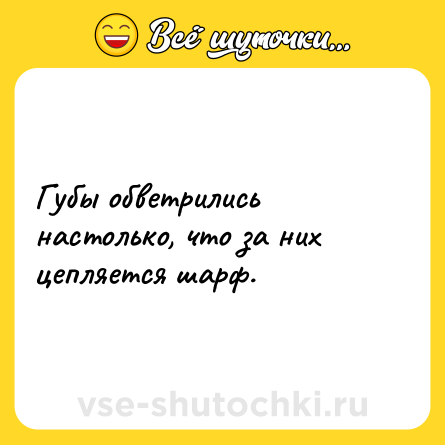 Шутка: Губы обветрились настолько, что за них цепляется шарф.