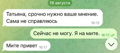 Когда мит важнее всего 🤦‍♂️😂 - Татьяна, срочно нужно ваше мнение. Сама не справляюсь. Сейчас не