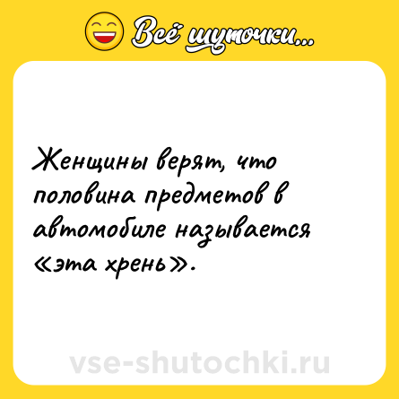 Шутка: Женщины верят, что половина предметов в автомобиле называется «эта хрень».