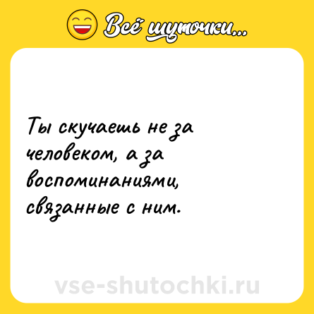 Шутка: Ты скучаешь не за человеком, а за воспоминаниями, связанные с ним.