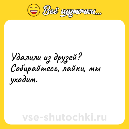 Шутка: Удалили из друзей? Собирайтесь, лайки, мы уходим.