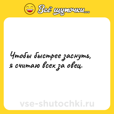 Шутка: Чтобы быстрее заснуть, я считаю всех за овец.