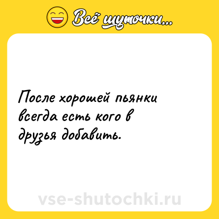 Шутка: После хорошей пьянки всегда есть кого в друзья добавить.