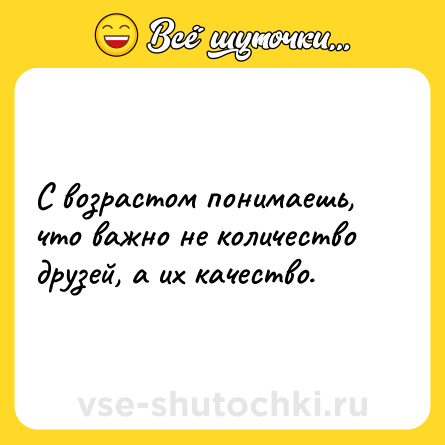 Шутка: C возрастом понимаешь, что важно не количество друзей, а их качество.