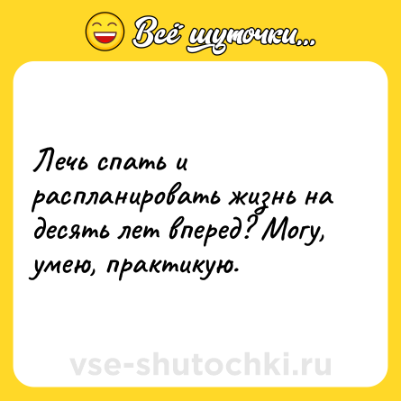 Шутка: Лечь спать и распланировать жизнь на десять лет вперед? Могу, умею, практикую.