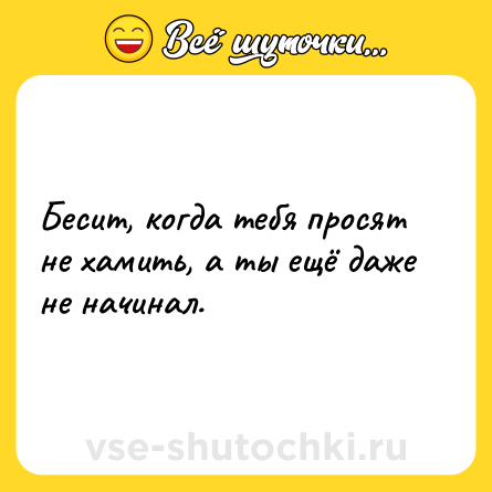 Шутка: Бесит, когда тебя просят не хамить, а ты ещё даже не начинал.