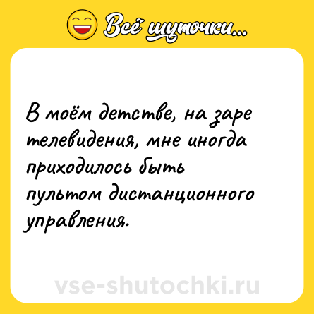 Шутка: В моём детстве, на заре телевидения, мне иногда приходилось быть пультом дистанционного управления.