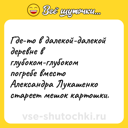 Шутка: Где-то в далекой-далекой деревне в глубоком-глубоком погребе вместо Александра Лукашенко стареет мешок картошки.
