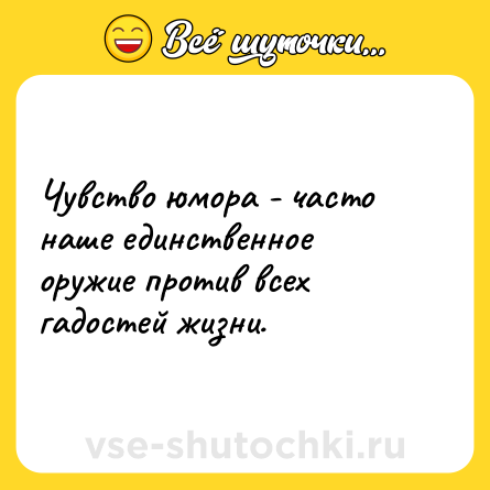 Шутка: Чувство юмора - часто наше единственное оружие против всех гадостей жизни.