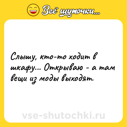 Шутка: Слышу, кто-то ходит в шкафу... Открываю - а там вещи из моды выходят.