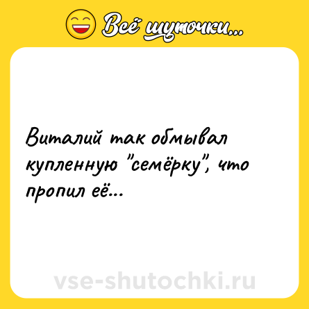 Шутка: Виталий так обмывал купленную семёрку , что пропил её...