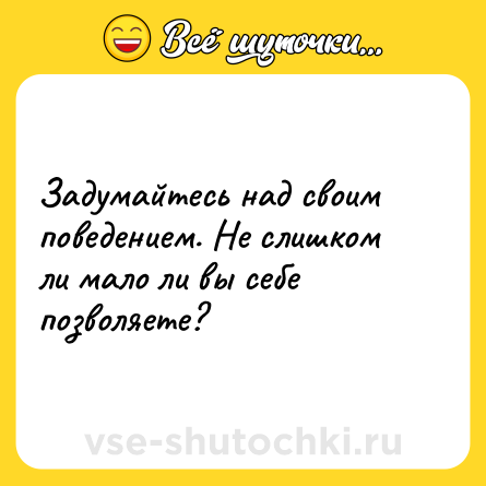 Шутка: Задумайтесь над своим поведением. Не слишком ли мало ли вы себе позволяете?