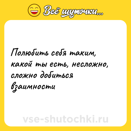 Шутка: Полюбить себя таким, какой ты есть, несложно, сложно добиться взаимности